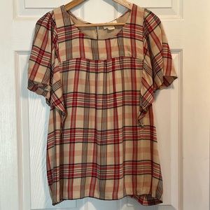 Anthropologie - Maeve Plaid Flutter Shirt
